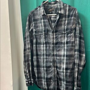 Helix Black and Gray Plaid Shirt medium